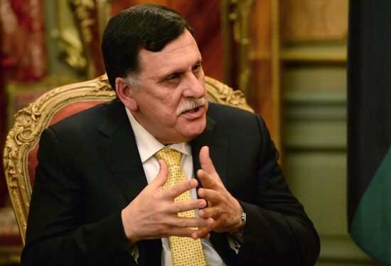 Russian Foreign Minister Sergei Lavrov meets with Libyan Prime Minister Fayiz al-Saraj