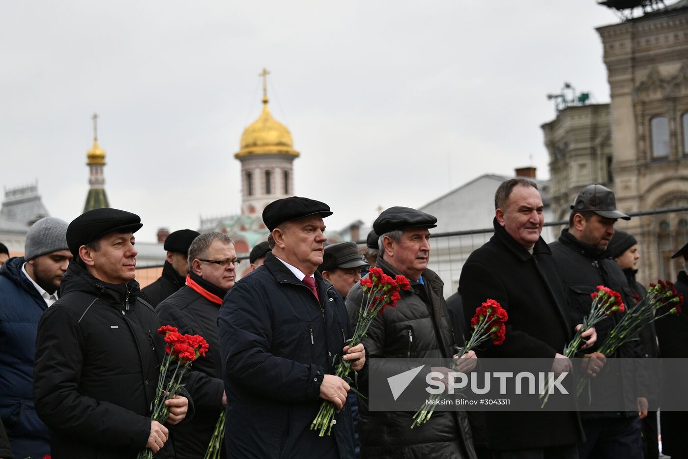 Flowers laid at Stalin's grave