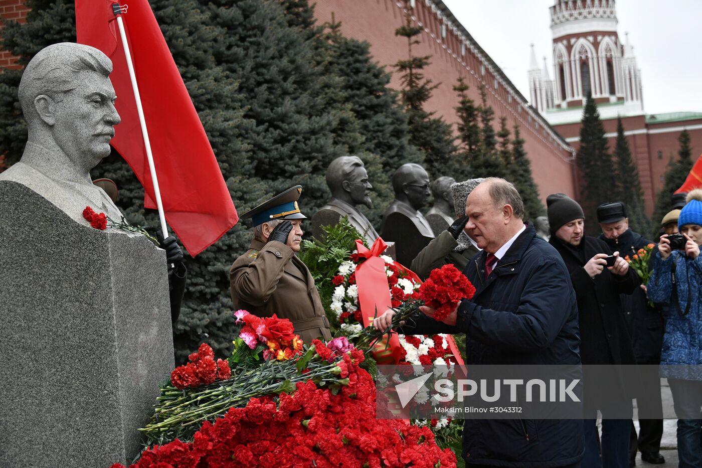 Flowers laid at Stalin's grave