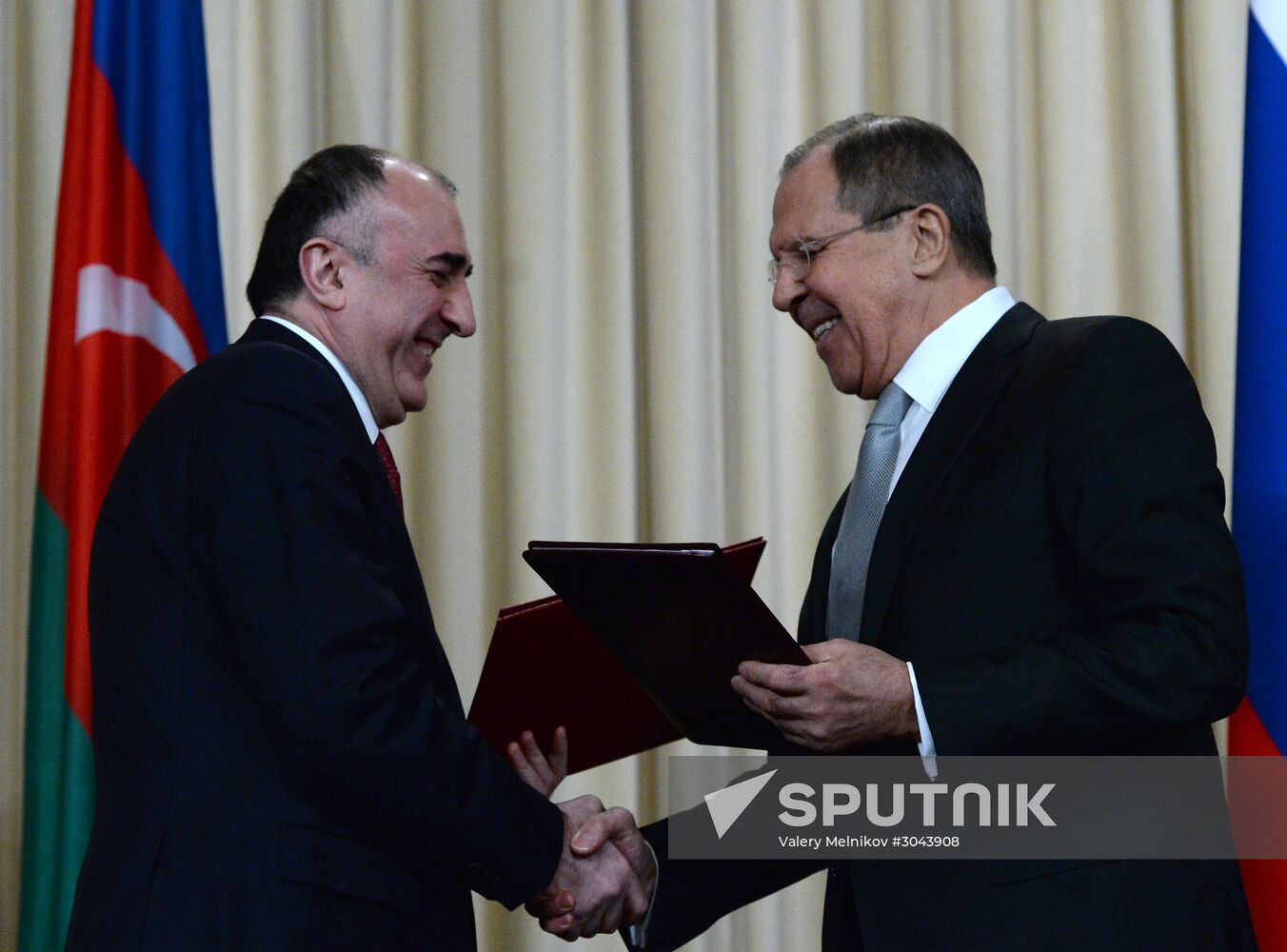 Russian Foreign Minister Sergei Lavrov meets with his Azerbaijani counterpart Elmar Mammadyarov