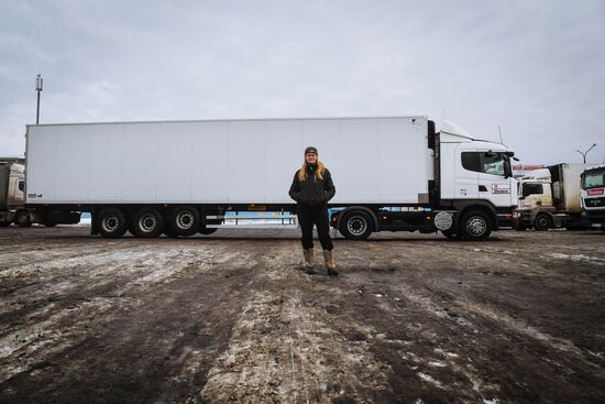 Women in non-traditional jobs. Truck driver Yevenia Markova