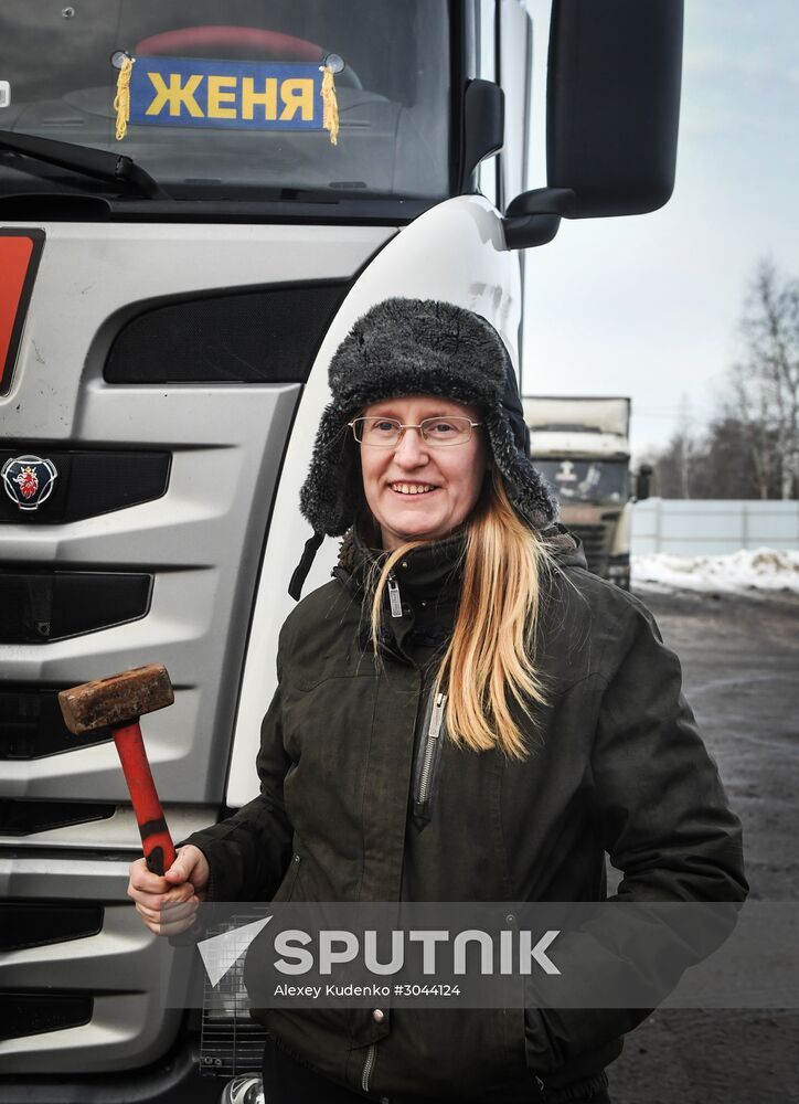 Women in non-traditional jobs. Truck driver Yevenia Markova