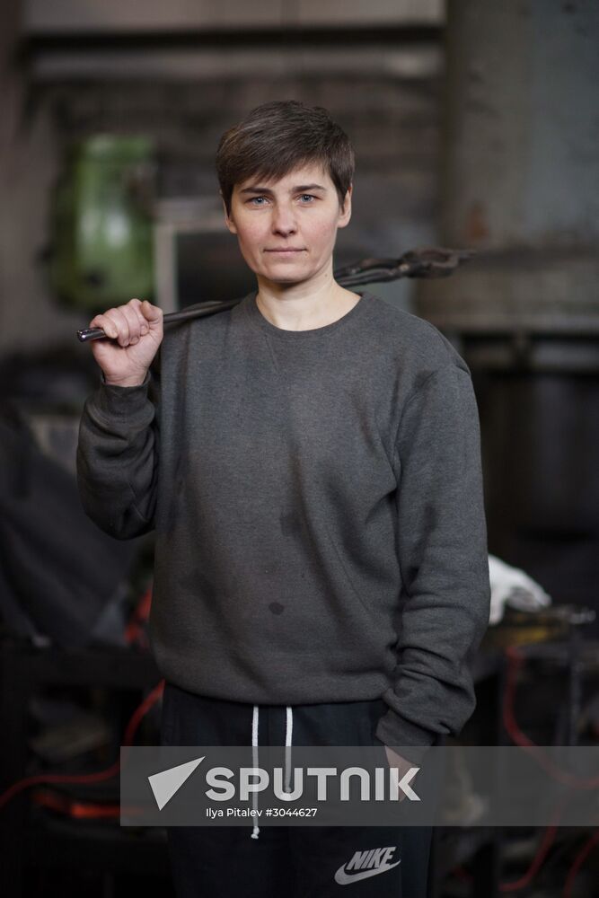 Women in non-traditional jobs. Blacksmith Natalya Zabelina