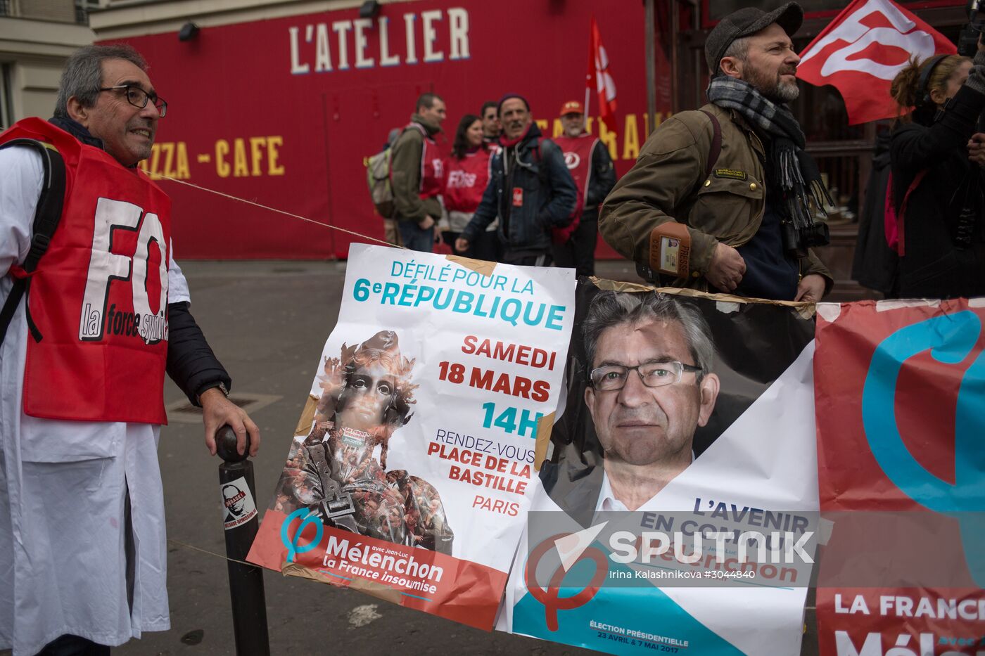 French presidential candidate Mélenchon attends medics' rally in Paris