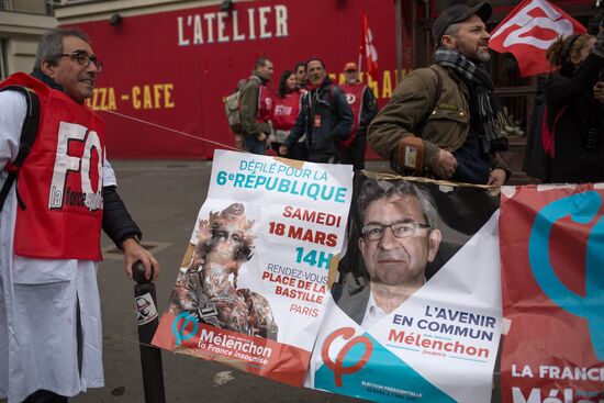 French presidential candidate Mélenchon attends medics' rally in Paris