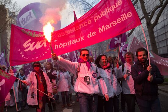 French presidential candidate Mélenchon attends medics' rally in Paris