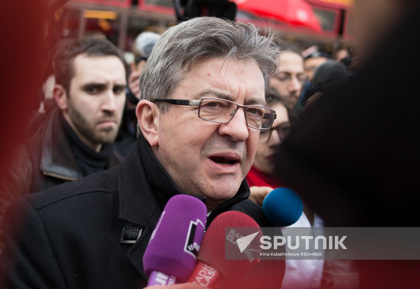 French presidential candidate Mélenchon attends medics' rally in Paris