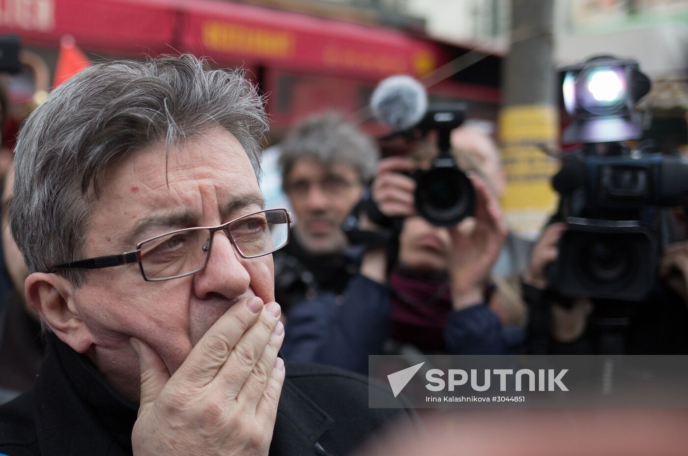 French presidential candidate Mélenchon attends medics' rally in Paris