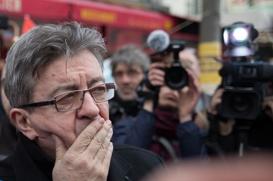 French presidential candidate Mélenchon attends medics' rally in Paris