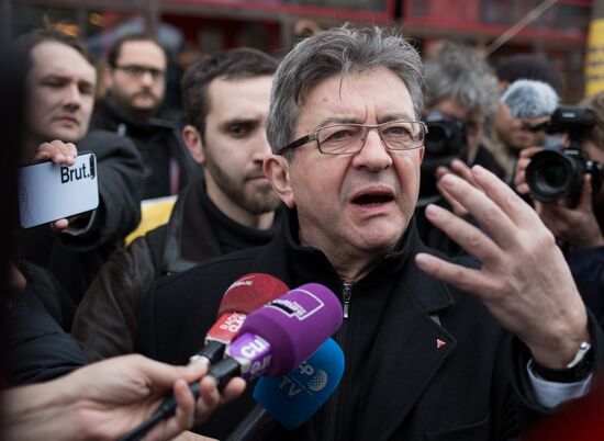 French presidential candidate Mélenchon attends medics' rally in Paris