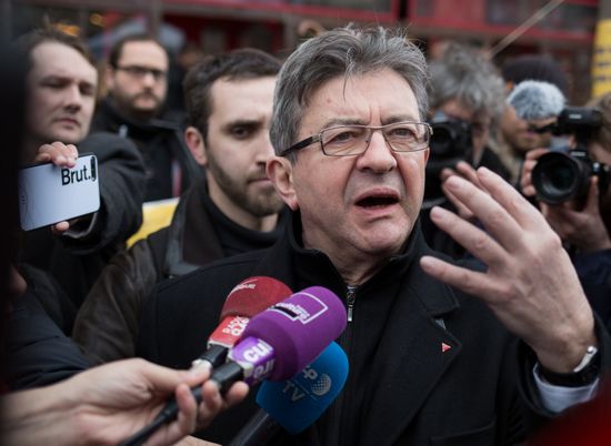 French presidential candidate Mélenchon attends medics' rally in Paris