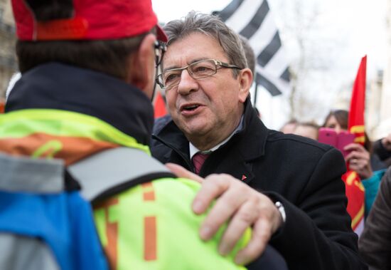 French presidential candidate Mélenchon attends medics' rally in Paris