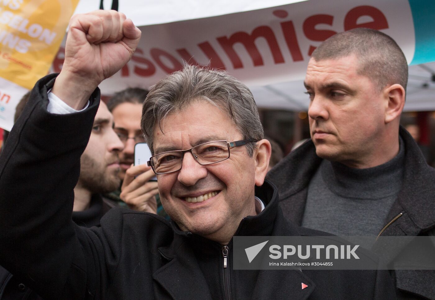 French presidential candidate Mélenchon attends medics' rally in Paris