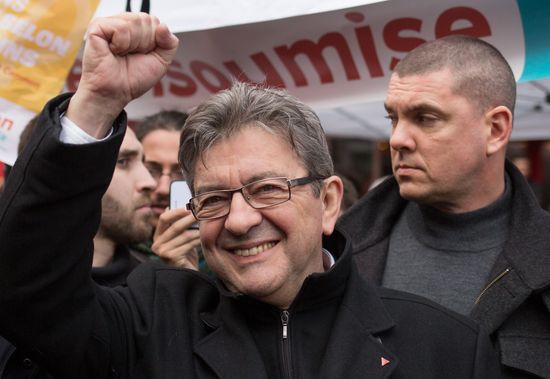 French presidential candidate Mélenchon attends medics' rally in Paris