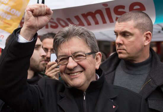 French presidential candidate Mélenchon attends medics' rally in Paris