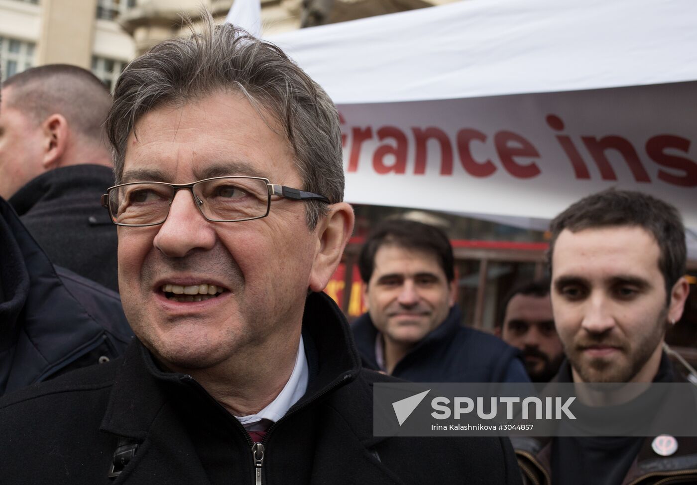 French presidential candidate Mélenchon attends medics' rally in Paris