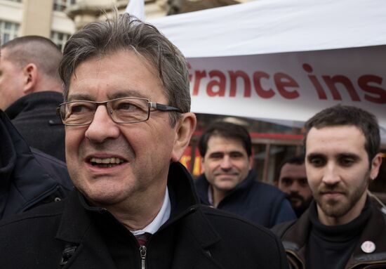 French presidential candidate Mélenchon attends medics' rally in Paris