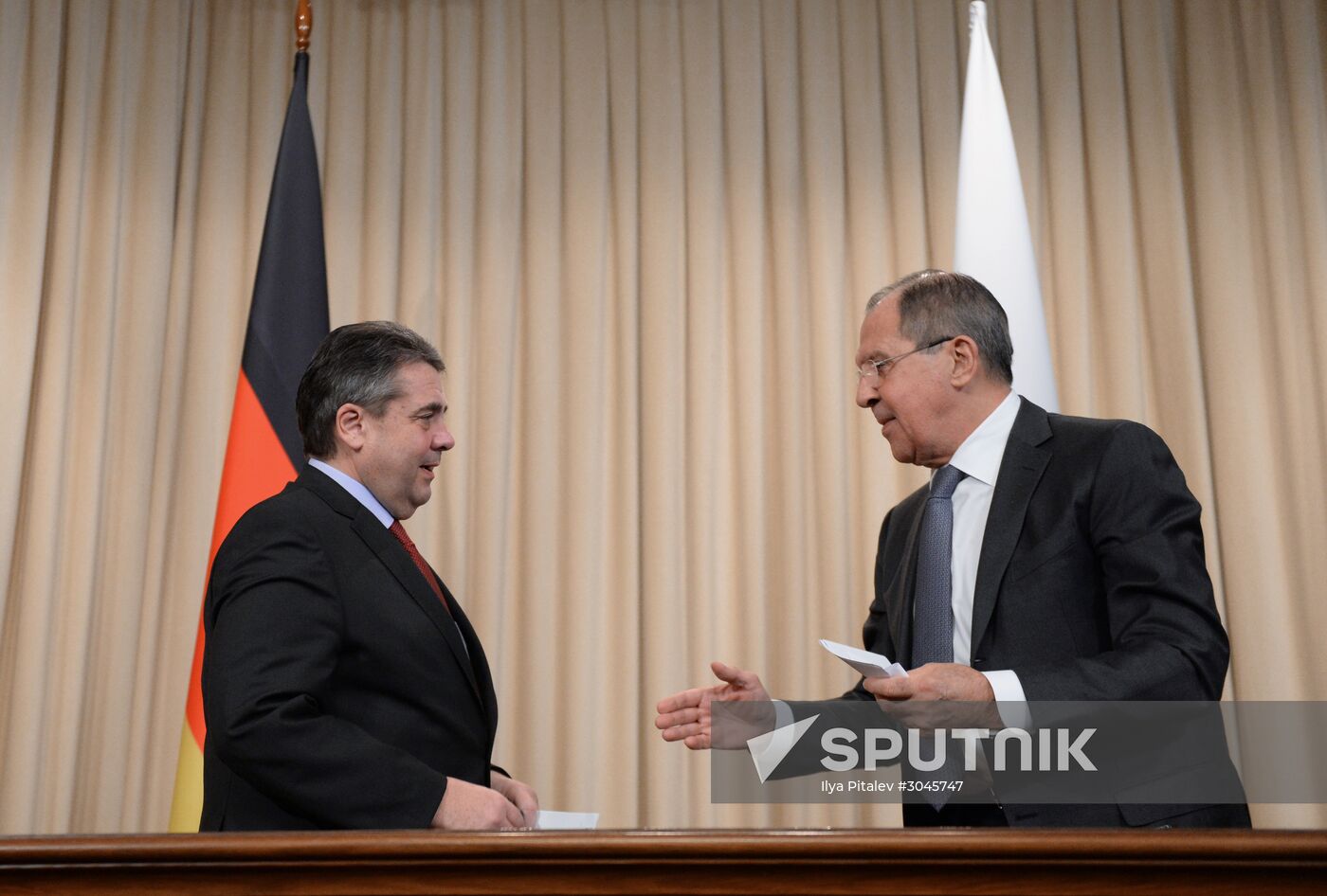 Meeting of Russian and German foreign ministers Sergei Lavrov and Sigmar Gabriel