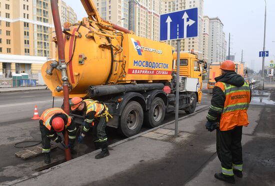 Spring cleaning of houses, streets, bridges and racks