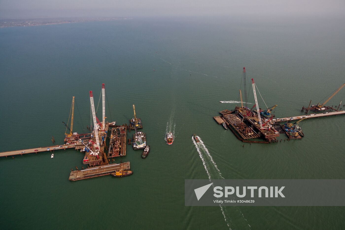 The Crimean Kerch Strait Bridge under construction