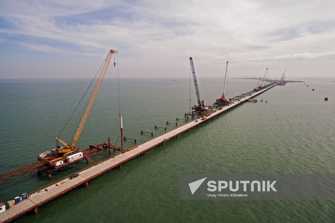 The Crimean Kerch Strait Bridge under construction