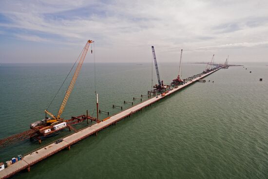 The Crimean Kerch Strait Bridge under construction