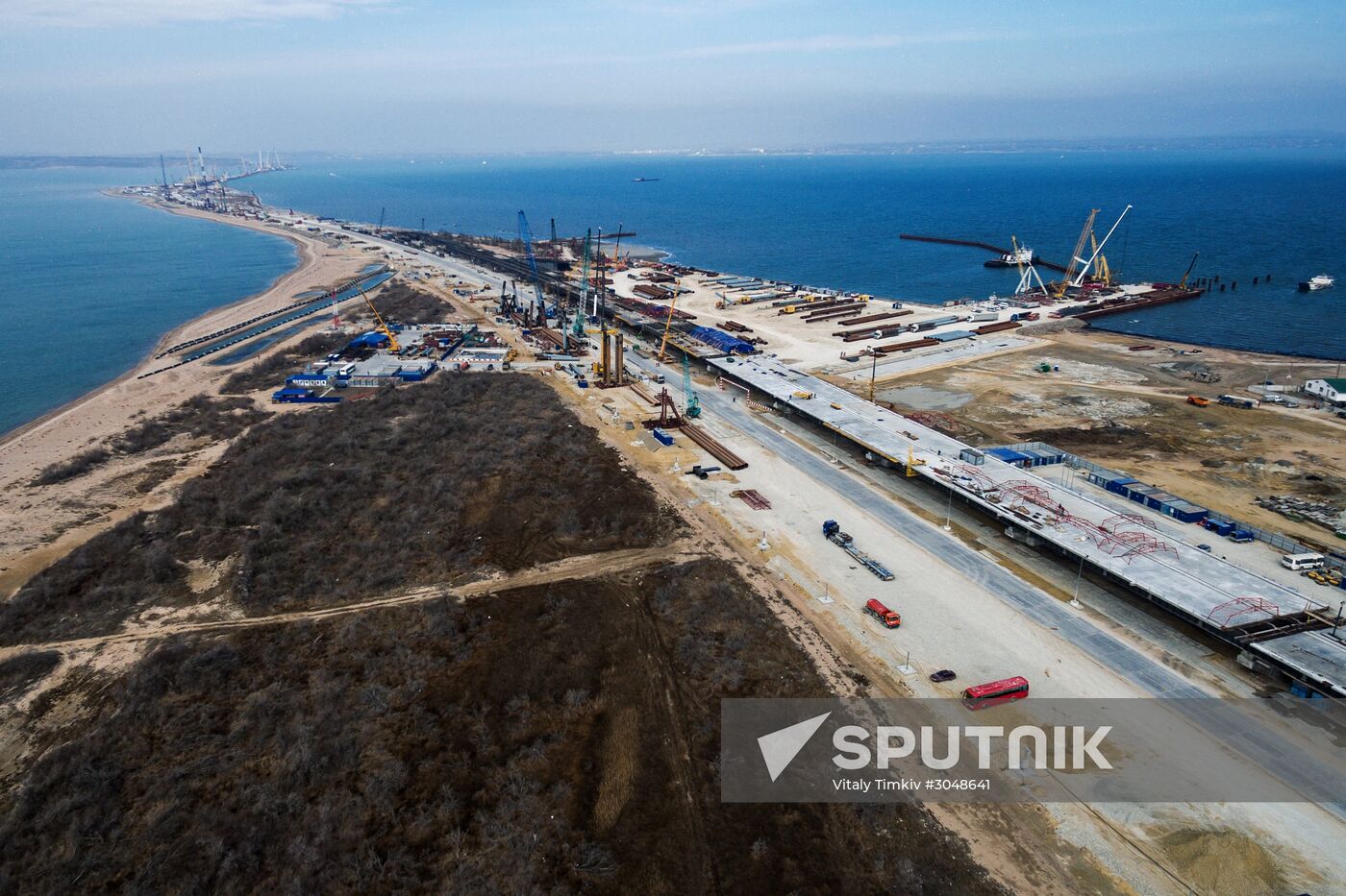The Crimean Kerch Strait Bridge under construction
