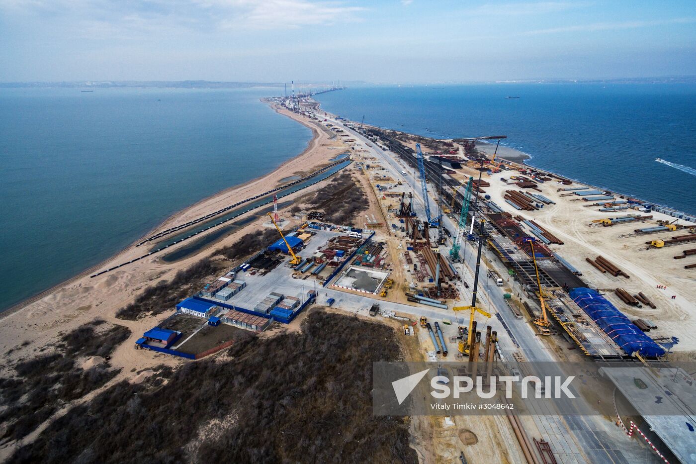 The Crimean Kerch Strait Bridge under construction