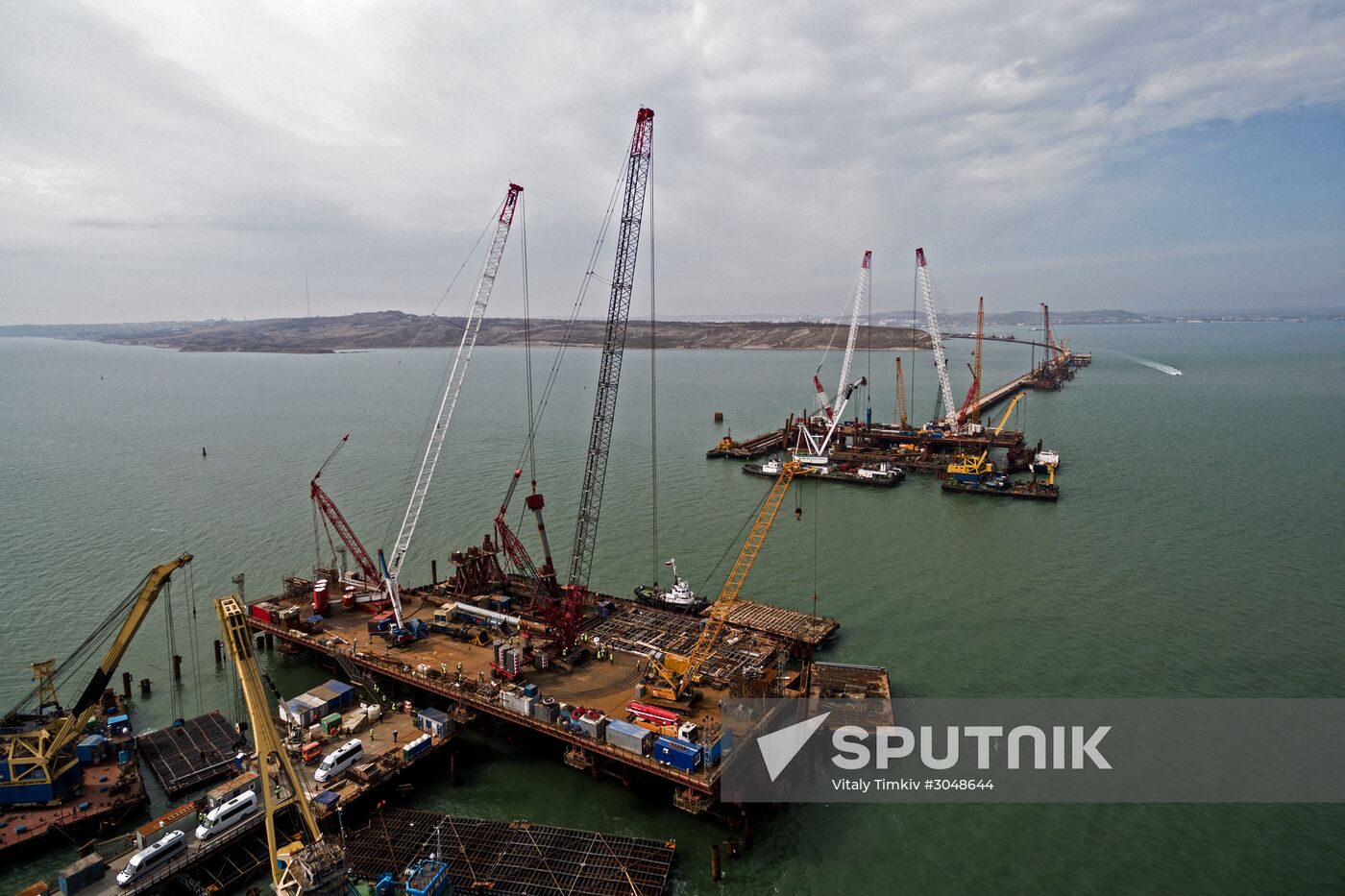 The Crimean Kerch Strait Bridge under construction