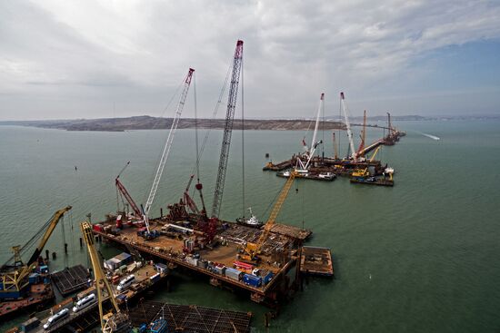 The Crimean Kerch Strait Bridge under construction