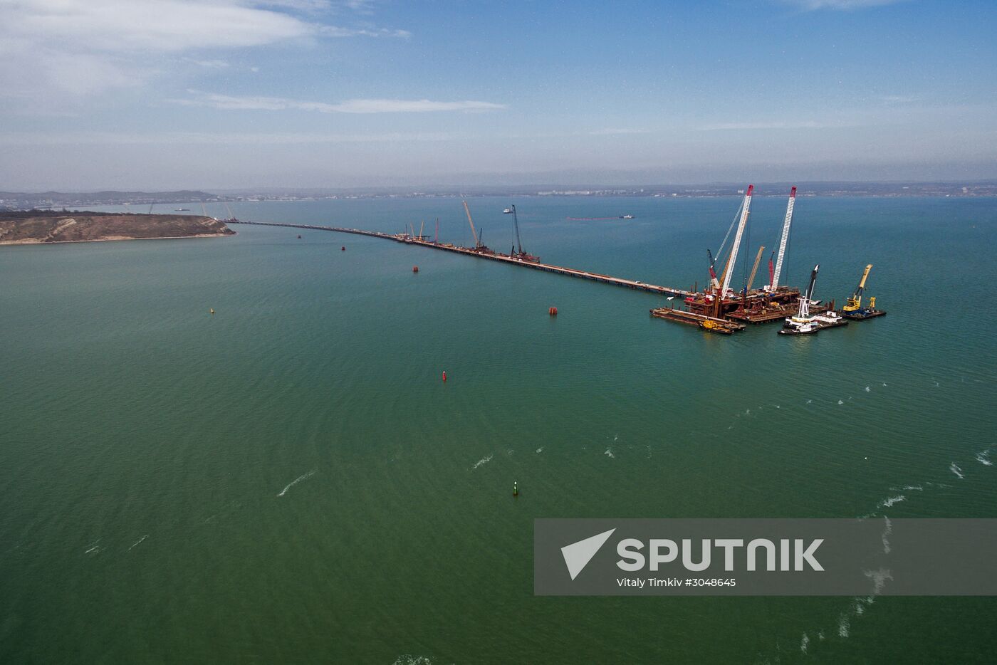 The Crimean Kerch Strait Bridge under construction