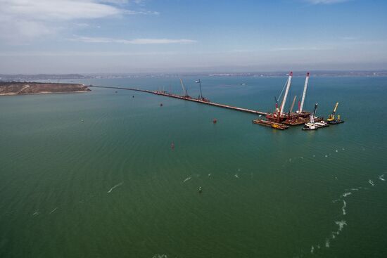 The Crimean Kerch Strait Bridge under construction