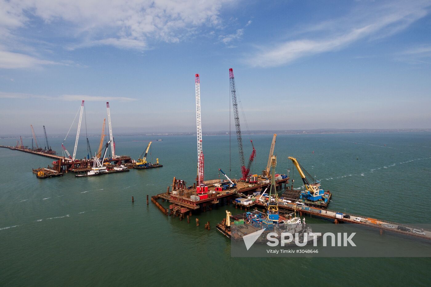 The Crimean Kerch Strait Bridge under construction