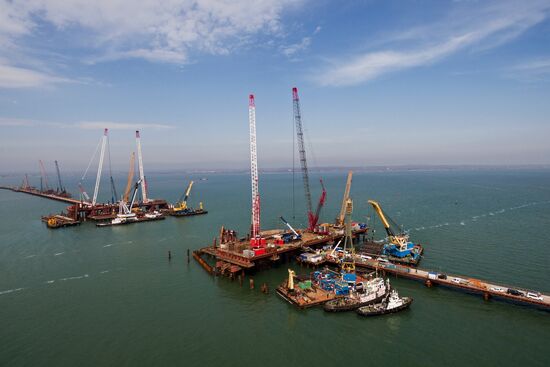The Crimean Kerch Strait Bridge under construction