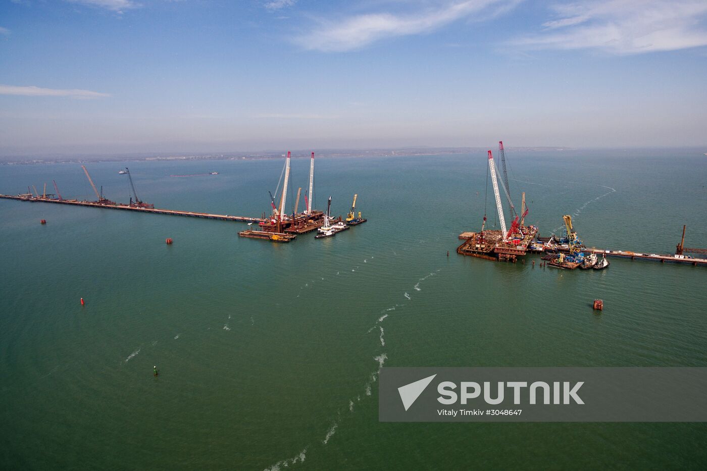 The Crimean Kerch Strait Bridge under construction