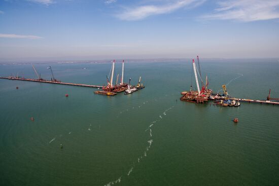 The Crimean Kerch Strait Bridge under construction