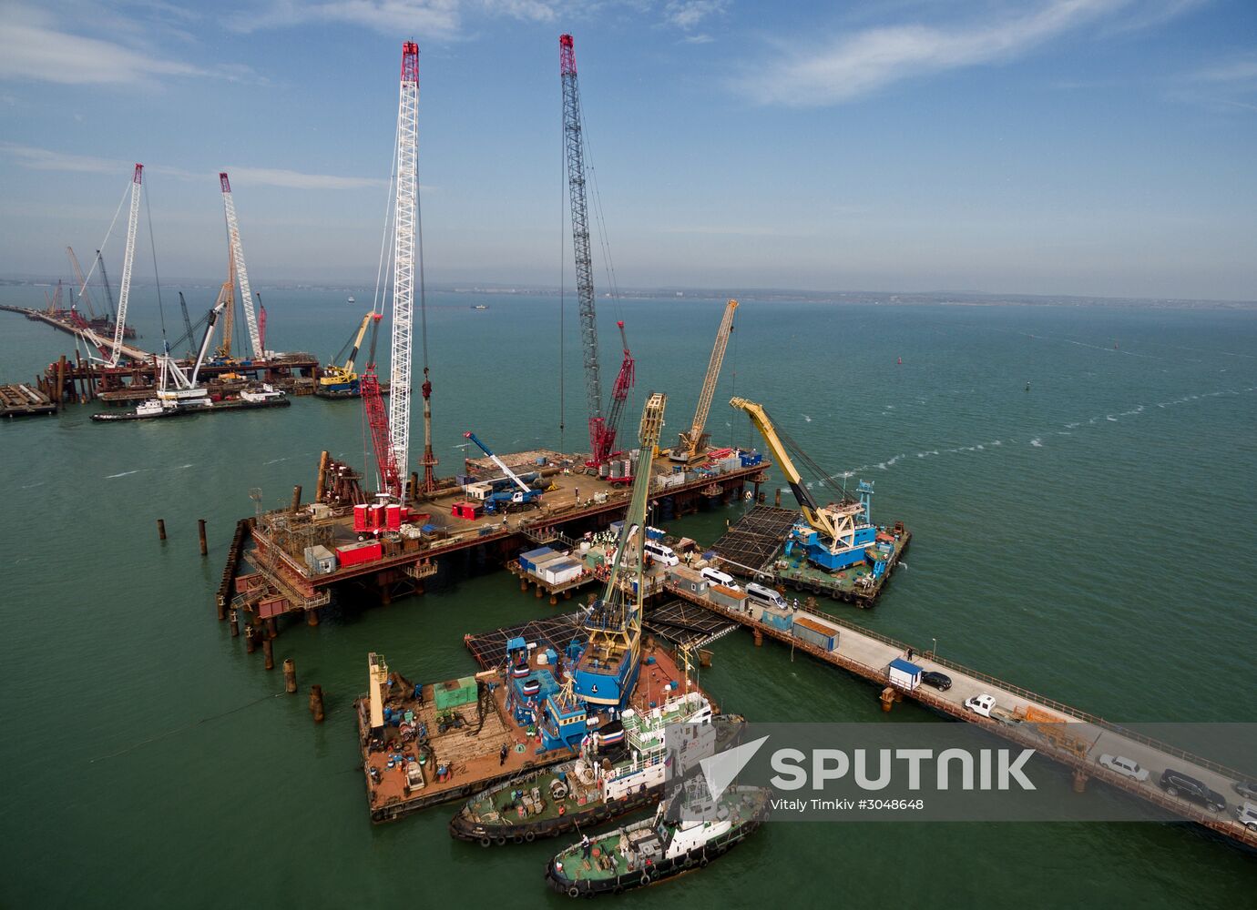 The Crimean Kerch Strait Bridge under construction