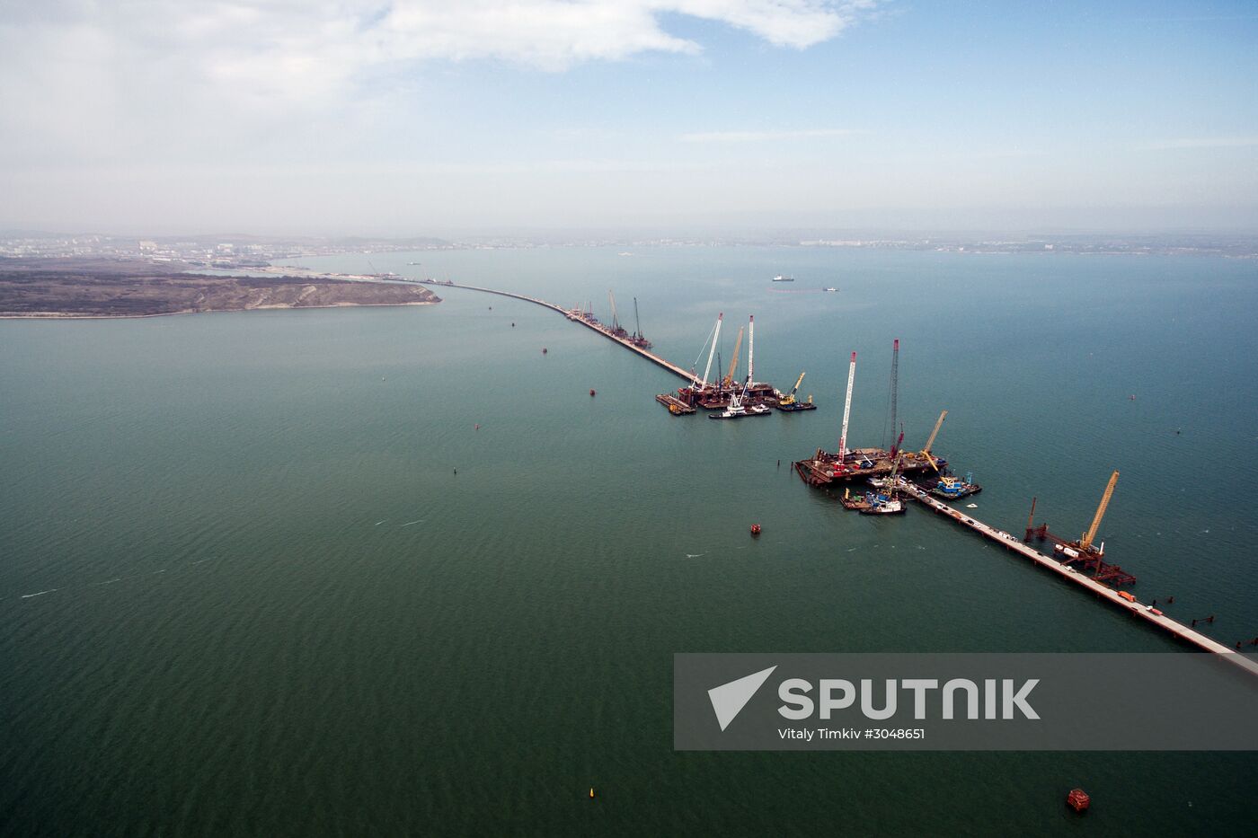 The Crimean Kerch Strait Bridge under construction