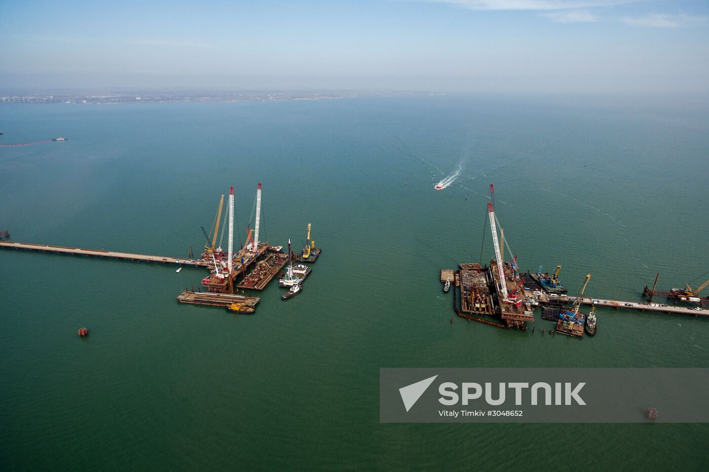 The Crimean Kerch Strait Bridge under construction