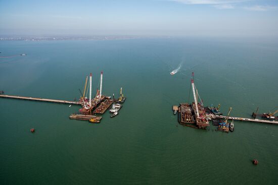 The Crimean Kerch Strait Bridge under construction