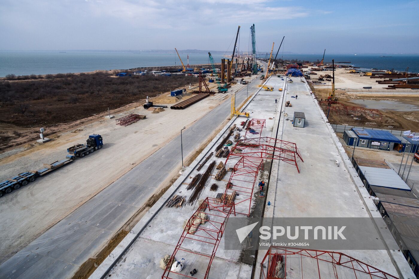 The Crimean Kerch Strait Bridge under construction