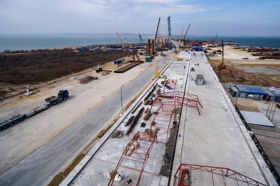 The Crimean Kerch Strait Bridge under construction