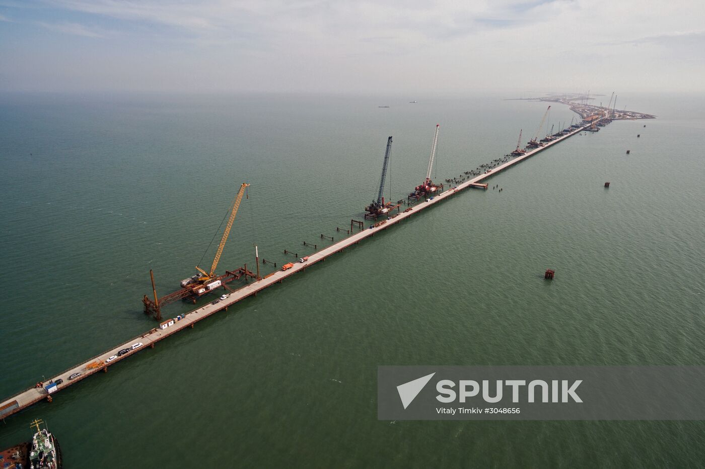 The Crimean Kerch Strait Bridge under construction