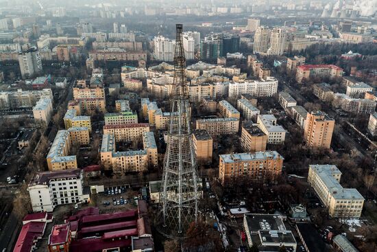 The Shukhov radio tower in Moscow