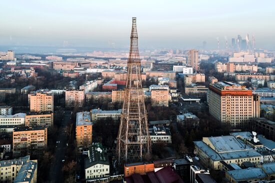 The Shukhov radio tower in Moscow