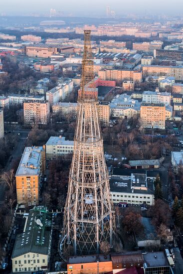 The Shukhov radio tower in Moscow