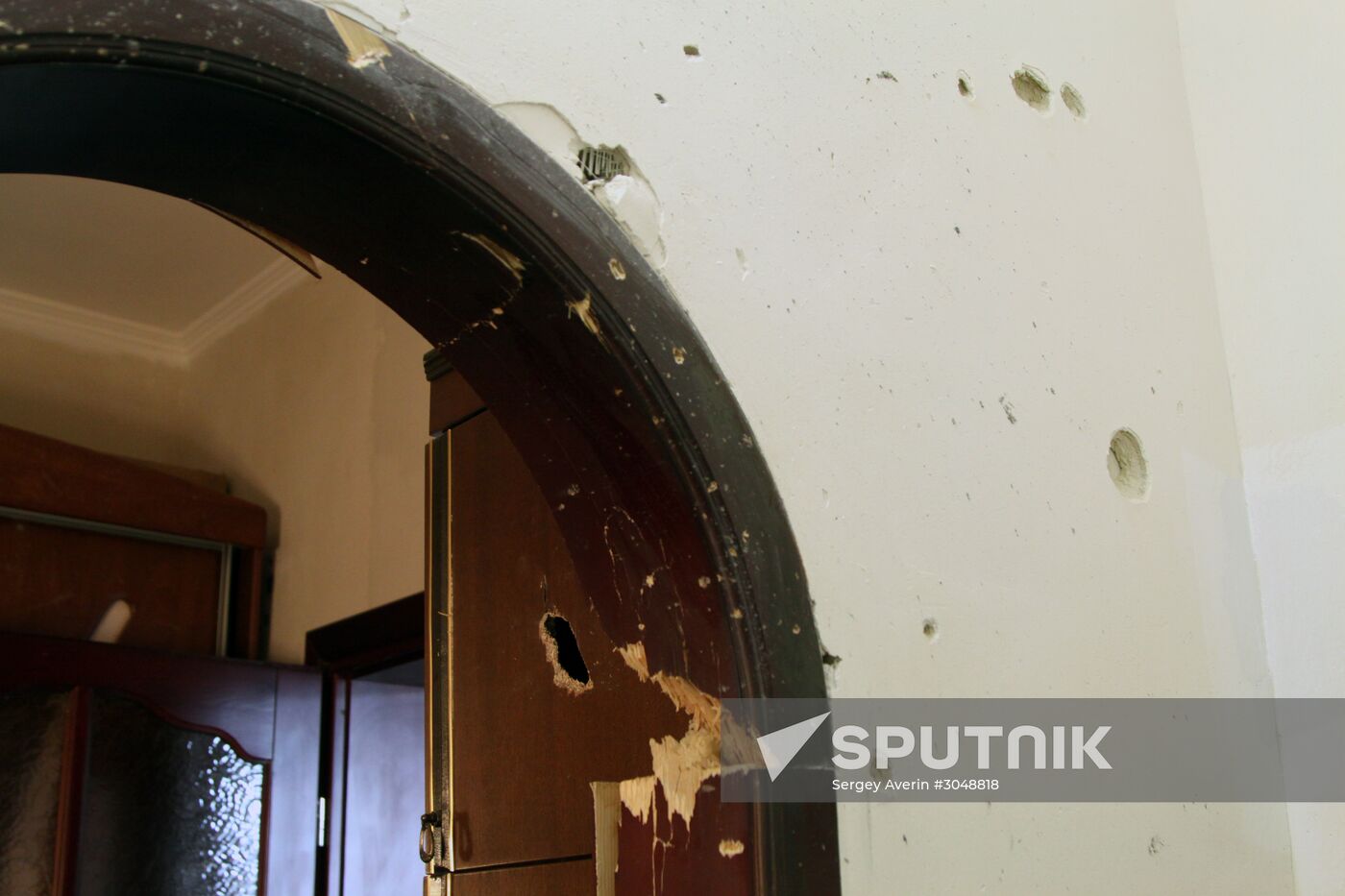 Aftermath of shelling in Luganskoye, Donetsk Region