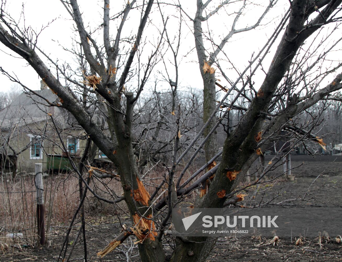 Aftermath of shelling in Luganskoye, Donetsk Region