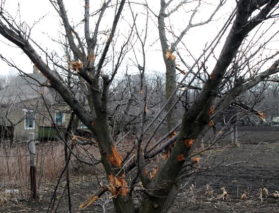 Aftermath of shelling in Luganskoye, Donetsk Region