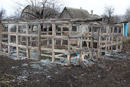 Aftermath of shelling in Luganskoye, Donetsk Region